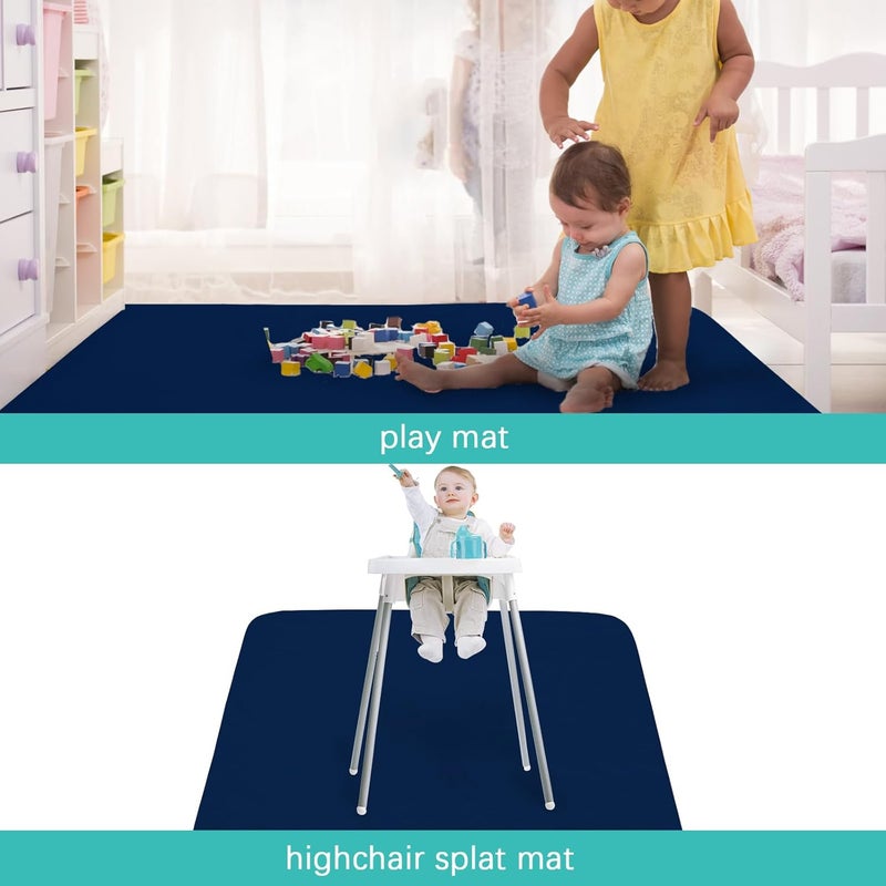 Biloban Splat Mat 2 Pack for Under High Chair & Arts & Crafts & Eating Mess, Waterproof 42''×46'' Baby Playtime Anti-Slip High Chair Mat for Floor or Table, Reusable & Portable Splash Mat for Under High Chair - Image 3